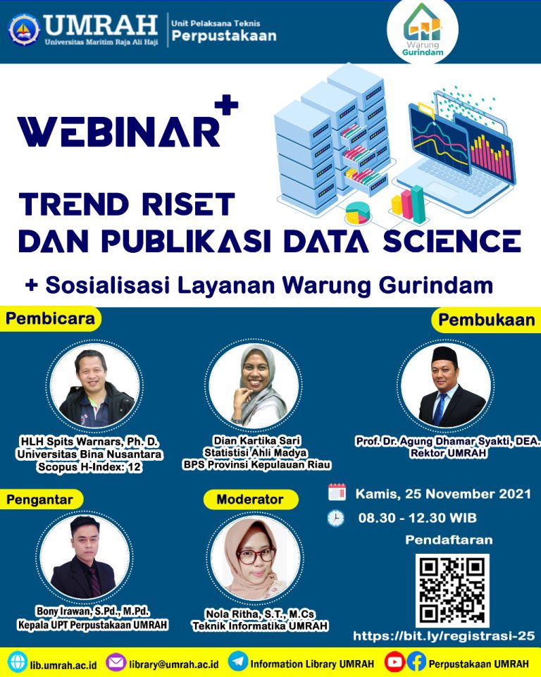 UPT Perpustakaan UMRAH Taja Webinar Trend Riset dan Publikasi Data Science Sekaligus Luncurkan Layanan Warung Gurindam